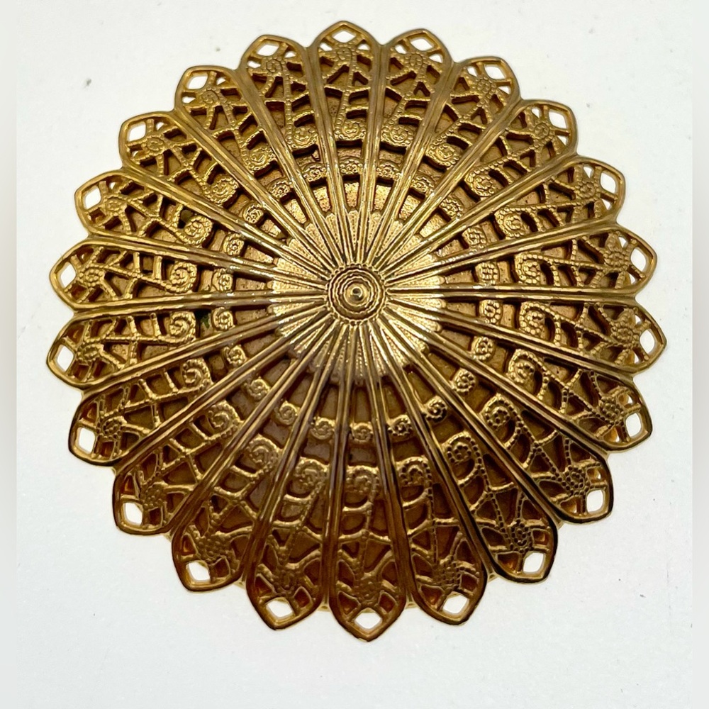 Vintage 1980s Lieba USA Gold Tone Scarf Ring Clip Filigree Design Signed